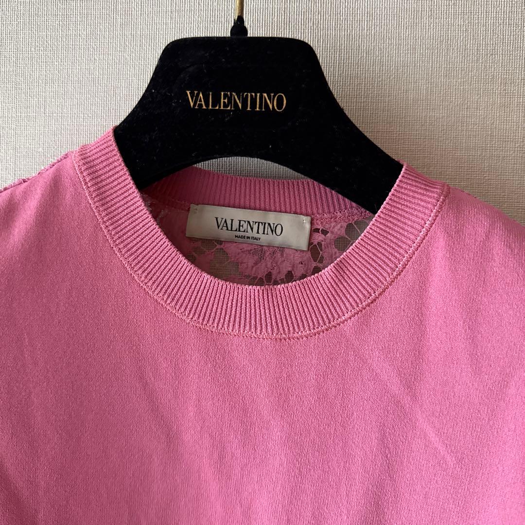 VALENTINO ピンク レーストリム トップス