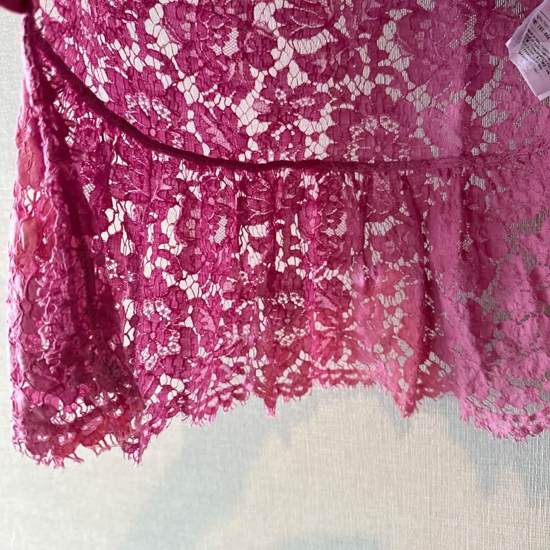 VALENTINO ピンク レーストリム トップス