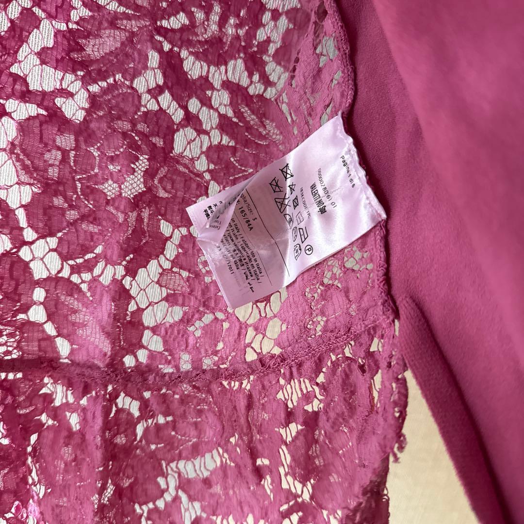 VALENTINO ピンク レーストリム トップス