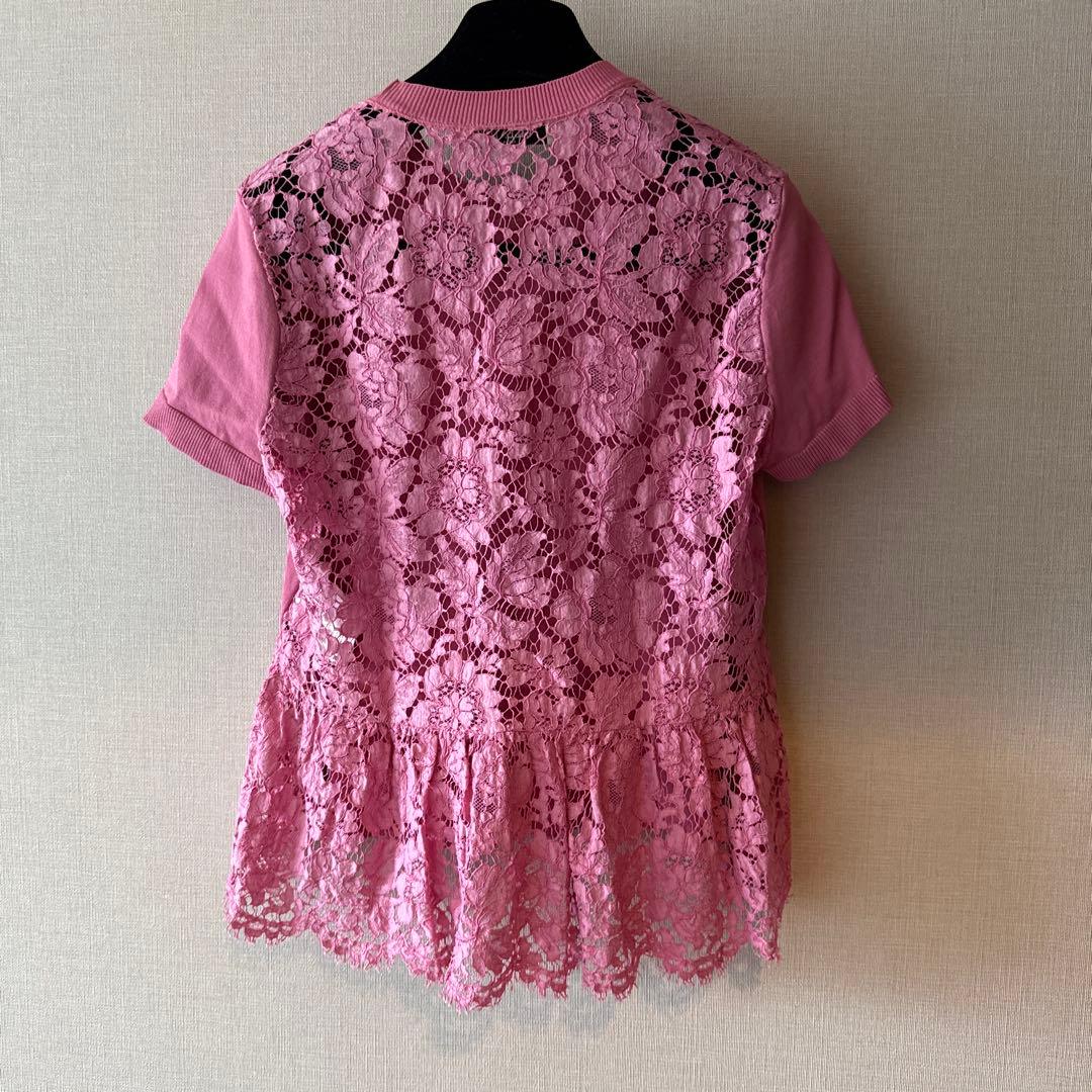 VALENTINO ピンク レーストリム トップス