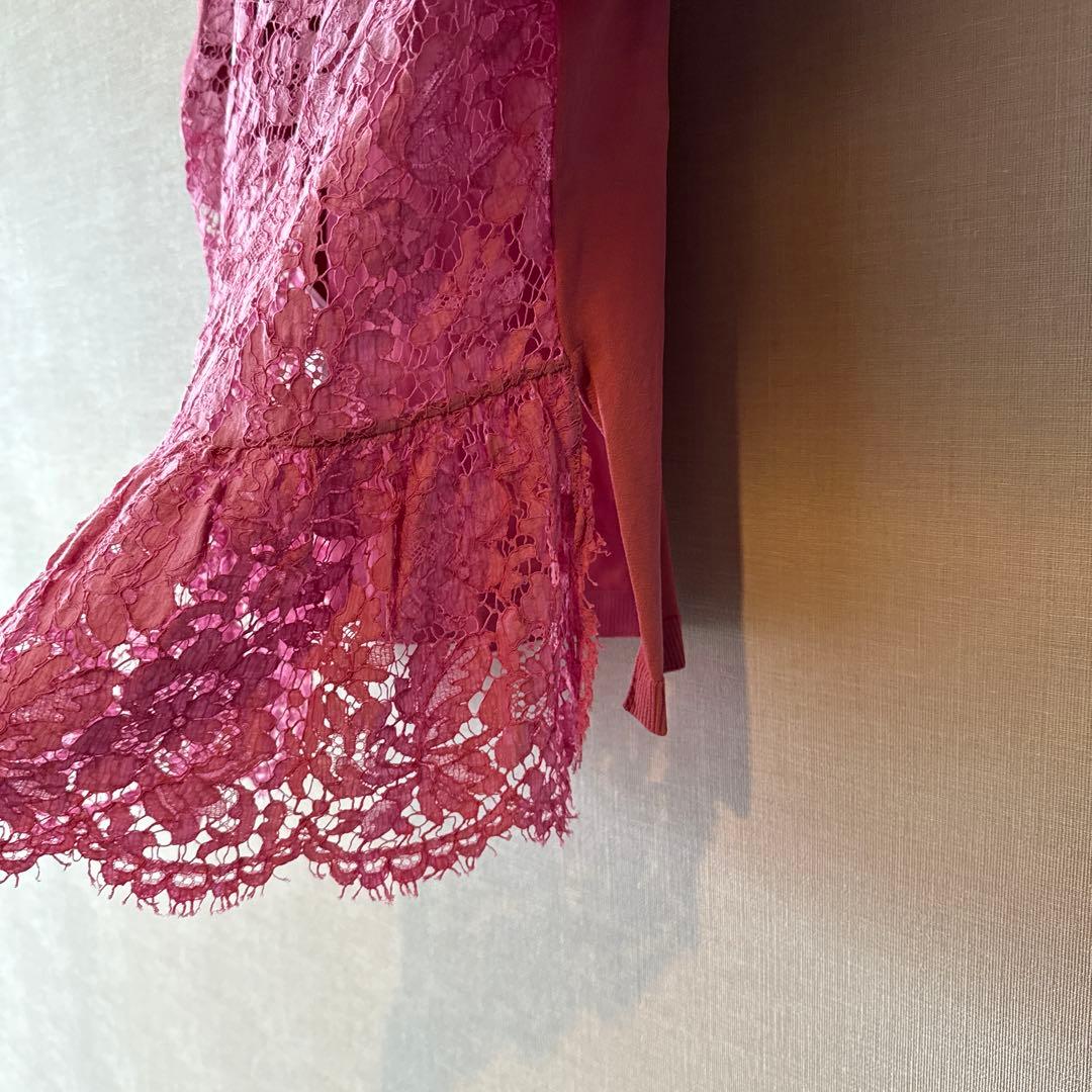 VALENTINO ピンク レーストリム トップス