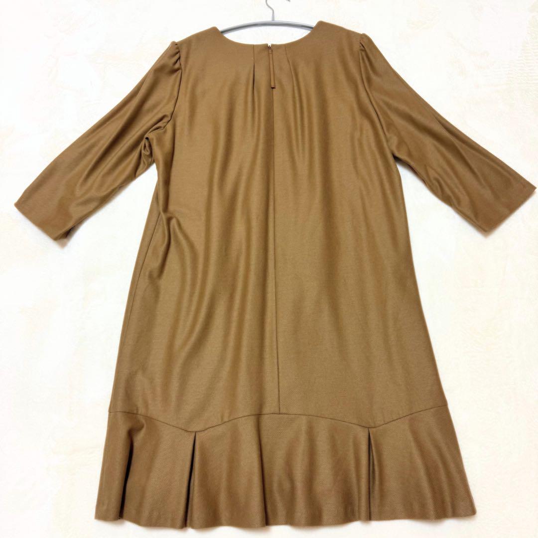 【ローズティアラ】美品 大きいサイズ 46ワンピース チュニック リボン ウール