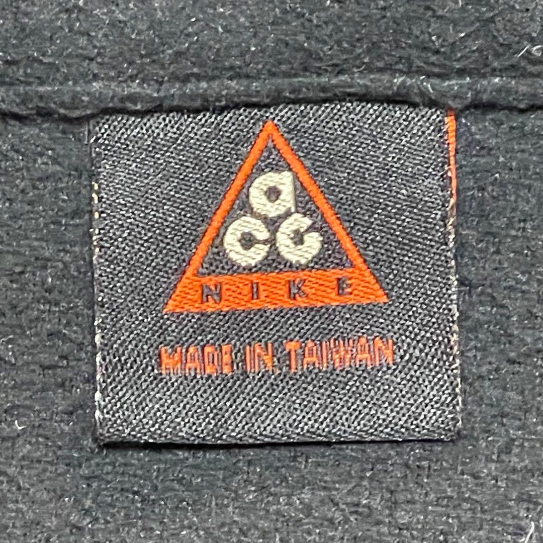 NIKE ACG フリースベスト　90s 黒タグ　ロゴ刺繍　ジップアップ　S