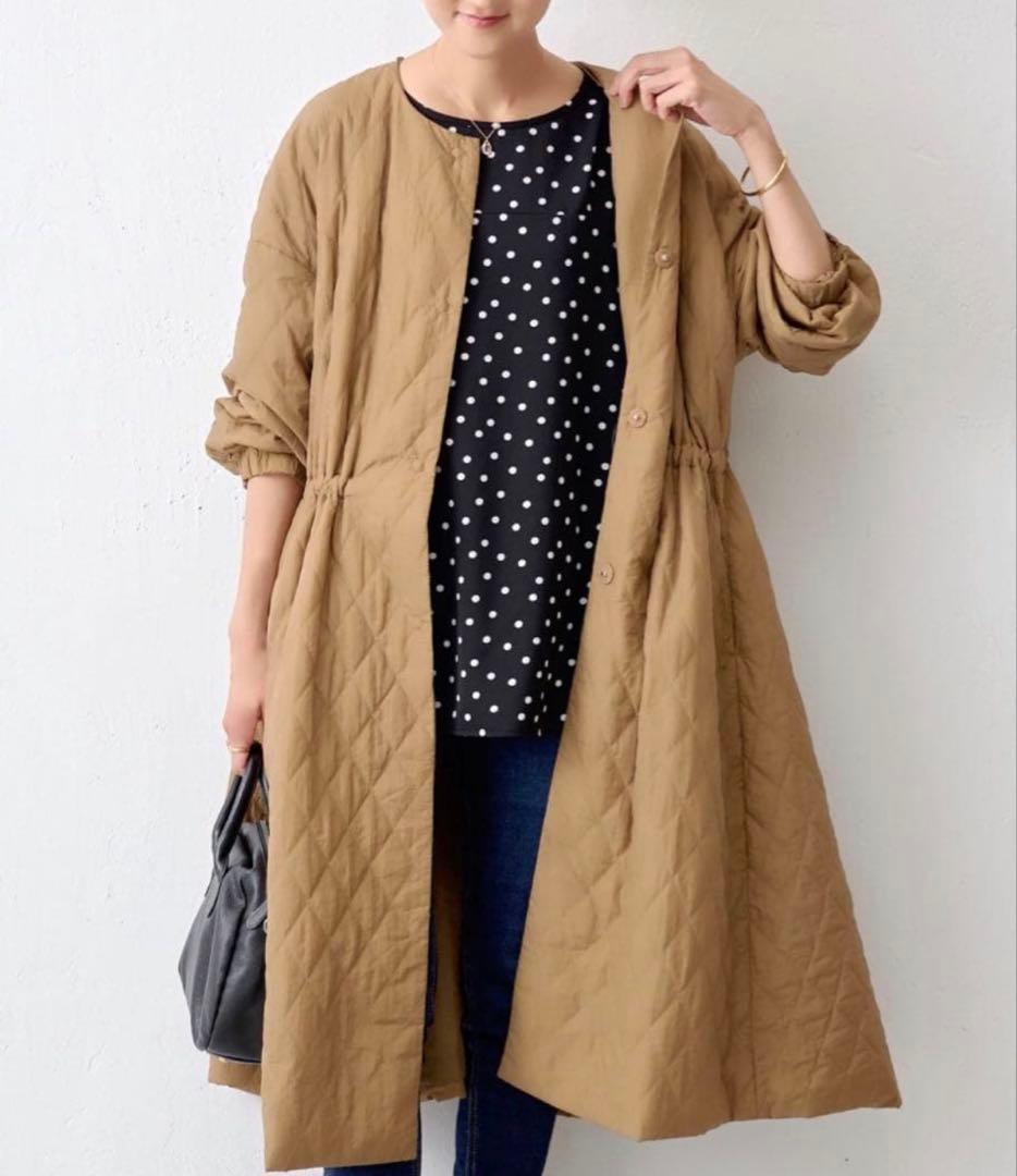 【美品】定価3.5万✴︎BEARDSLEY バルーン袖キルトコート　キャメル