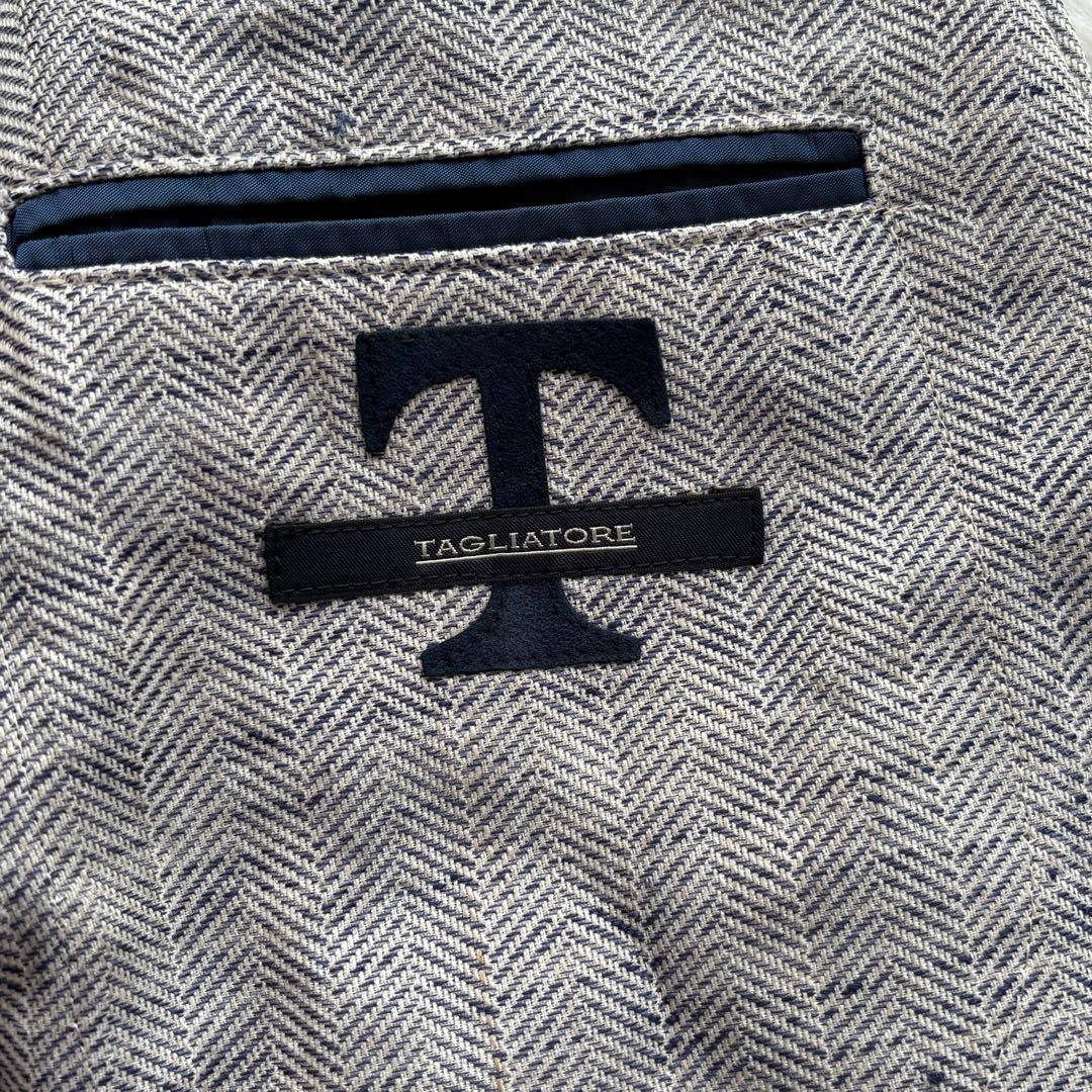 【極美品】リネン麻 タリアトーレ メタルボタン ヘリンボーン 伊製 ジャケット