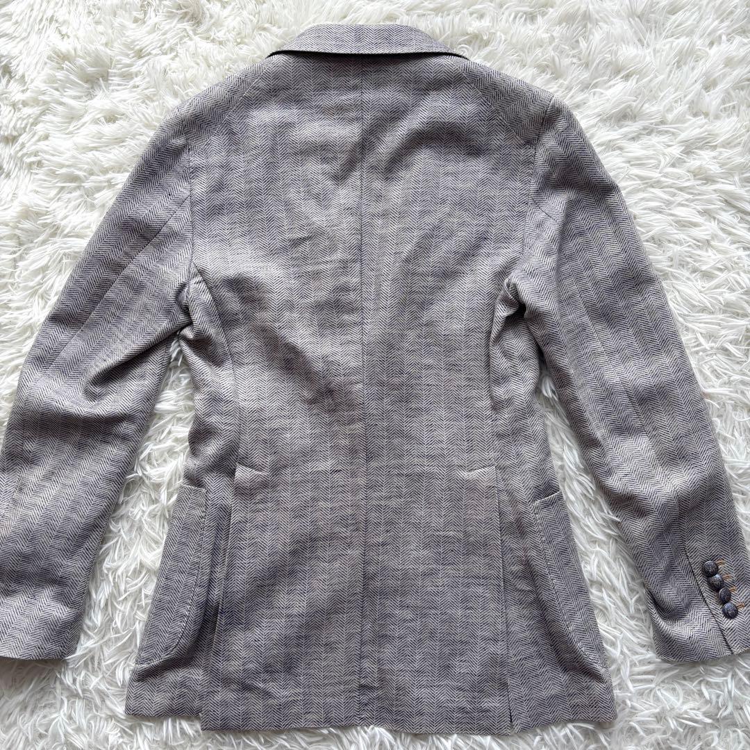 【極美品】リネン麻 タリアトーレ メタルボタン ヘリンボーン 伊製 ジャケット