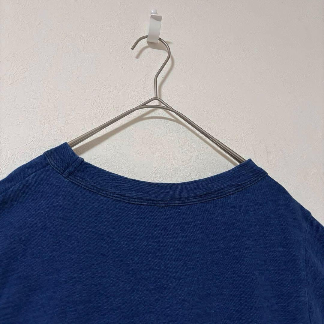 【美品】45R 海ものがたり半袖Tシャツ　カニ刺繍　インディゴ　サイズ2 日本製