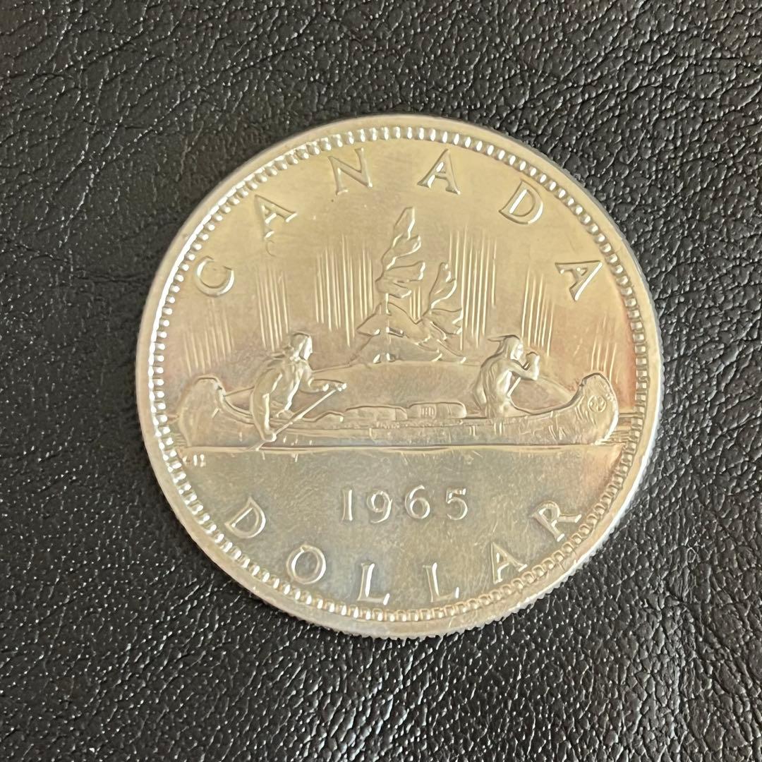 1965年 カナダ 1ドル  エリザベス2世 本物保証 銀貨