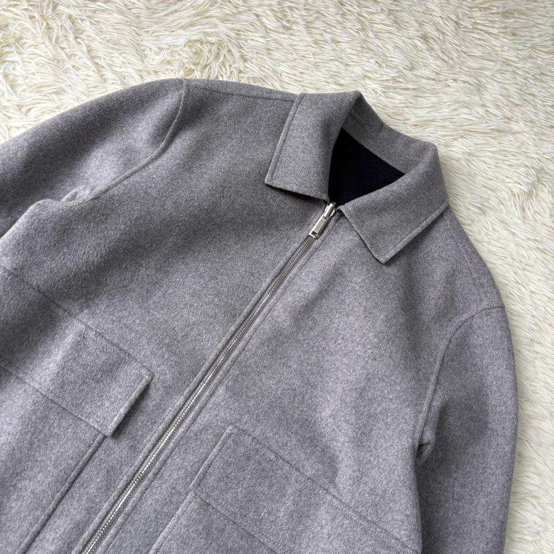 美品 Theory ウールカシミヤリバーシブルブルゾン ジャケット グレー 紺