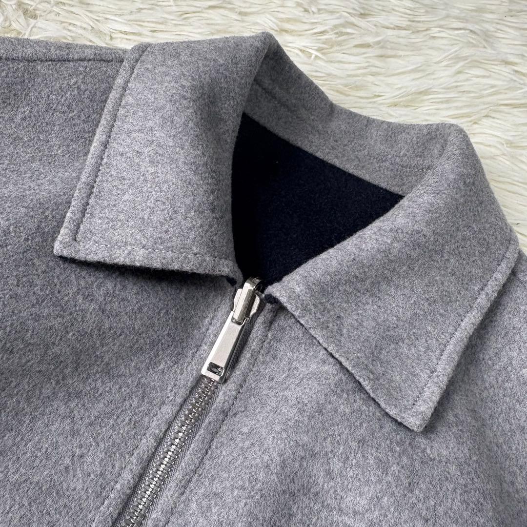 美品 Theory ウールカシミヤリバーシブルブルゾン ジャケット グレー 紺