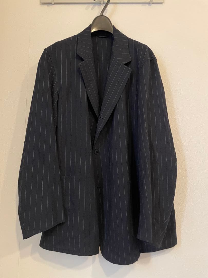 23SS COMOLI ネイビー ウールストライプ ジャケット　2