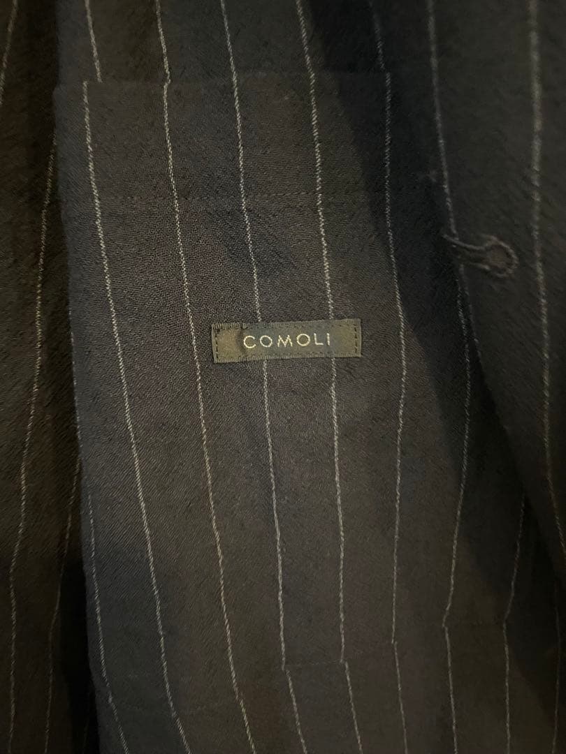 23SS COMOLI ネイビー ウールストライプ ジャケット　2