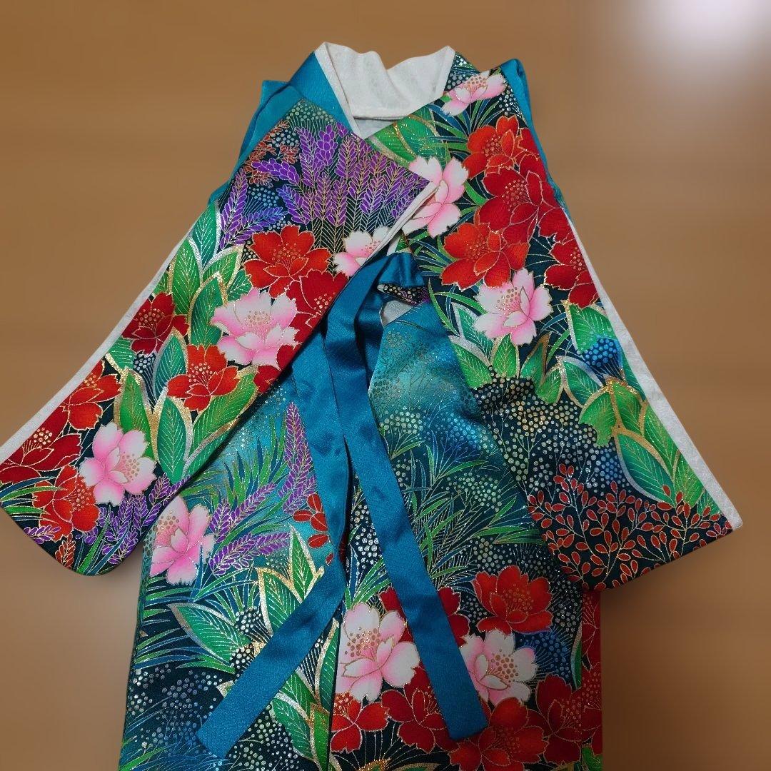 犬用 大振袖 花柄 和服