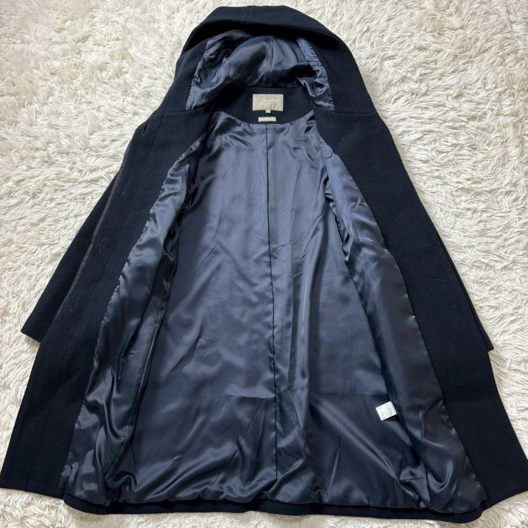 【美品】A day in the life フーデッドコート 40 ロング丈　紺