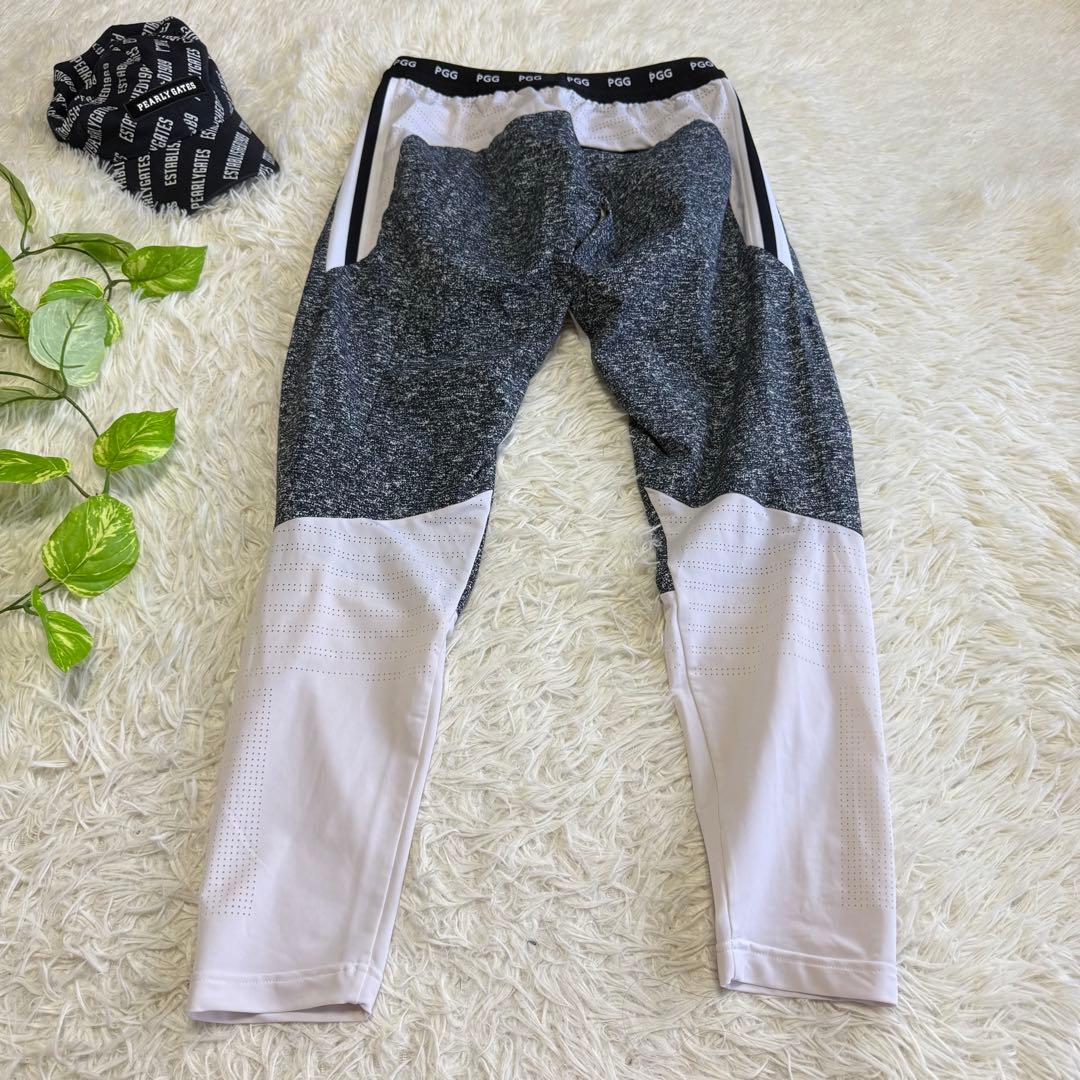 【PGG】美品 ストレッチパンツ 5サイズ メンズ メッシュ ホワイト