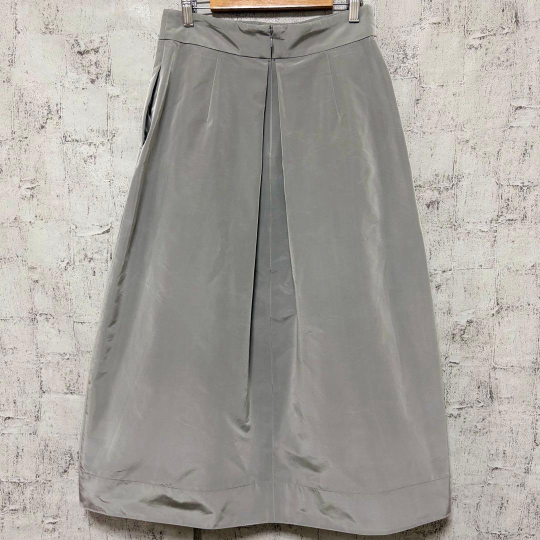 【Demi-Luxe BEAMS】 シルバー タックスカート フレアスカート M