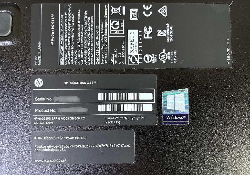 Windowsデスクトップ HP ProDesk 600 G3 SFF Windows11 25H2