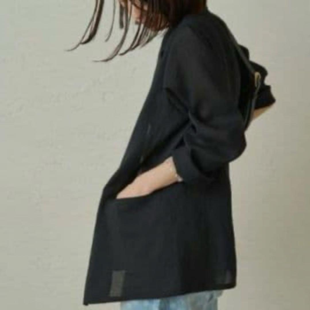Loungedress リネンライクシアージャケット　ラウンジドレス　ブラック