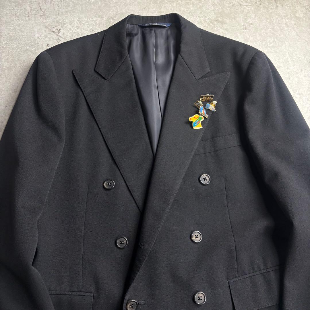 90s Polo ポロ ラルフローレン　ダブルブレストジャケット　アーカイブ　黒