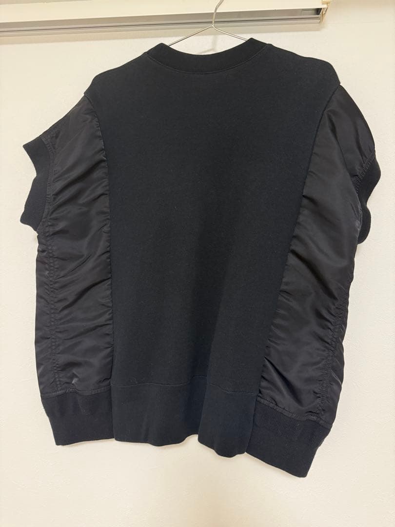 【sacai】サカイ　サンプル品　スエット素材　ブラックショートスリーブトップス