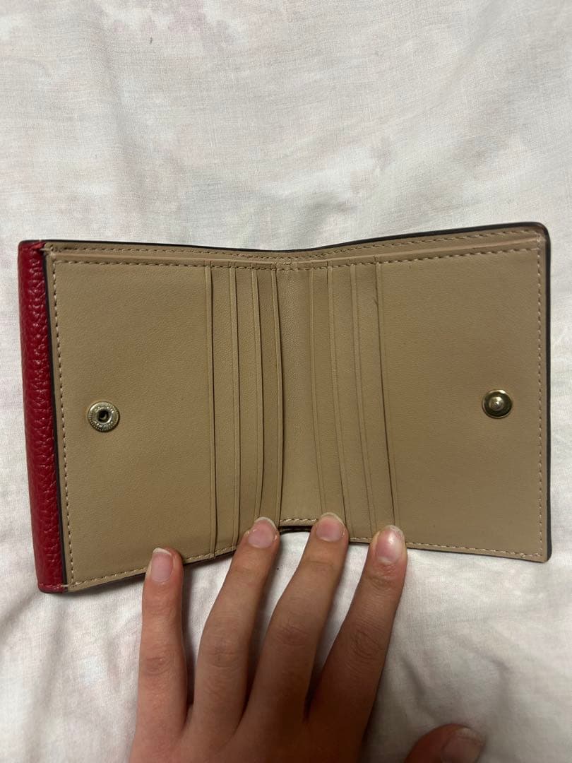 COACH 三つ折り財布 レッド ホワイトピンクカラー