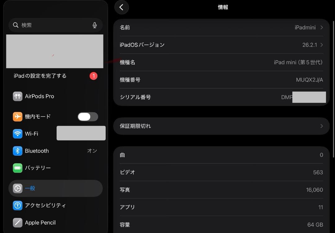 iPad mini 第5世代(Wi-Fi) 64GB本体