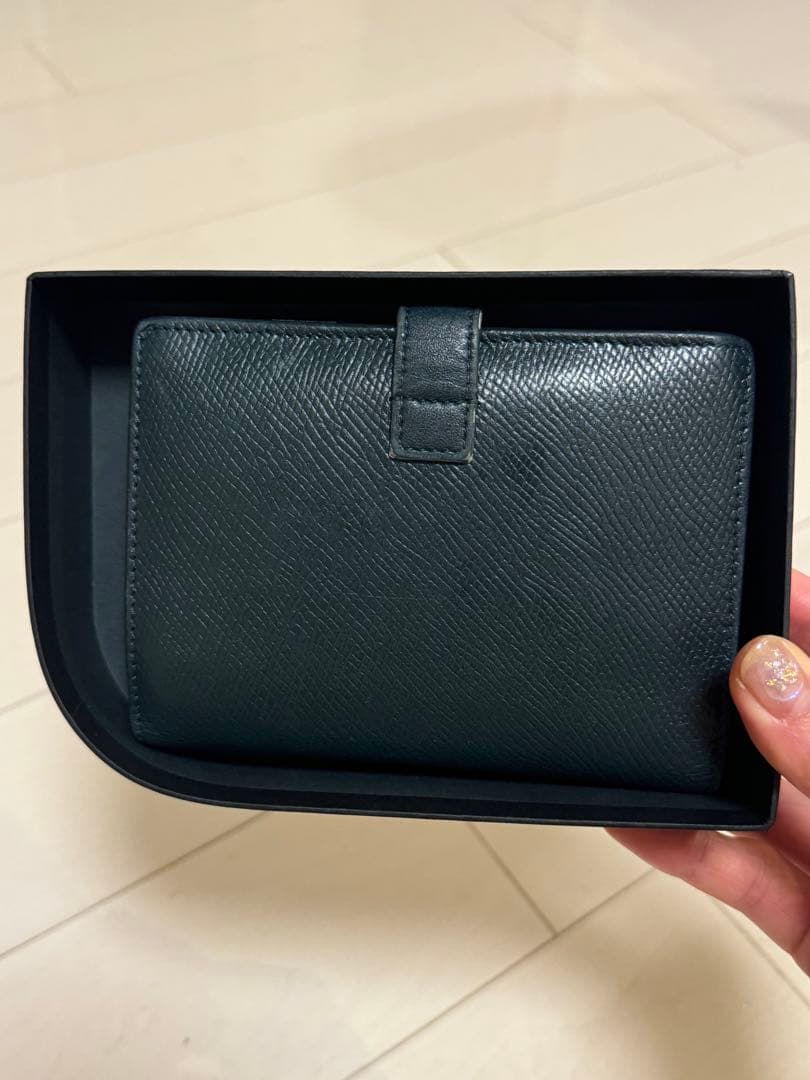 【美品】CELINE ミディアムストラップウォレット ダークグリーン