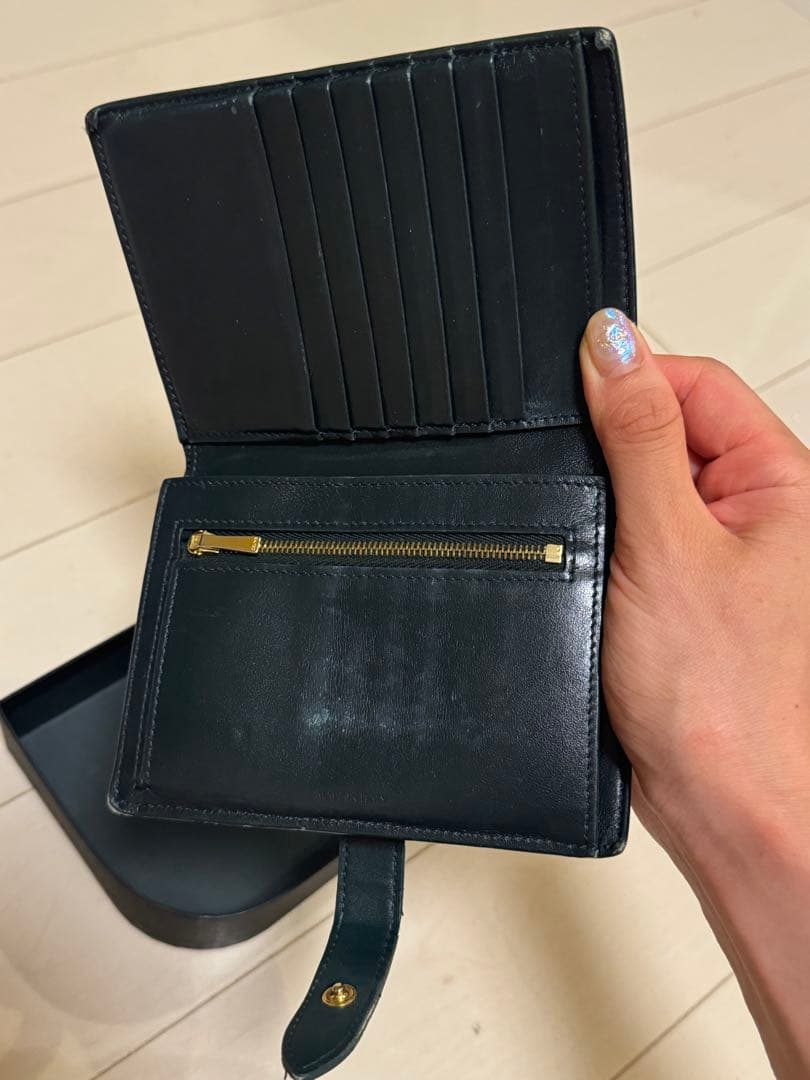 【美品】CELINE ミディアムストラップウォレット ダークグリーン