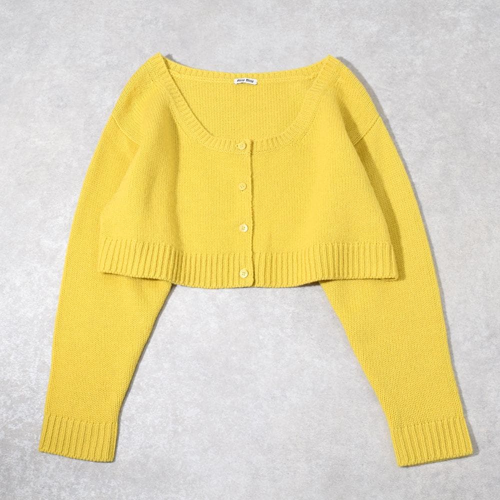 Archive miu miu 超短丈 カシミヤ カーディガン 38 イエロー