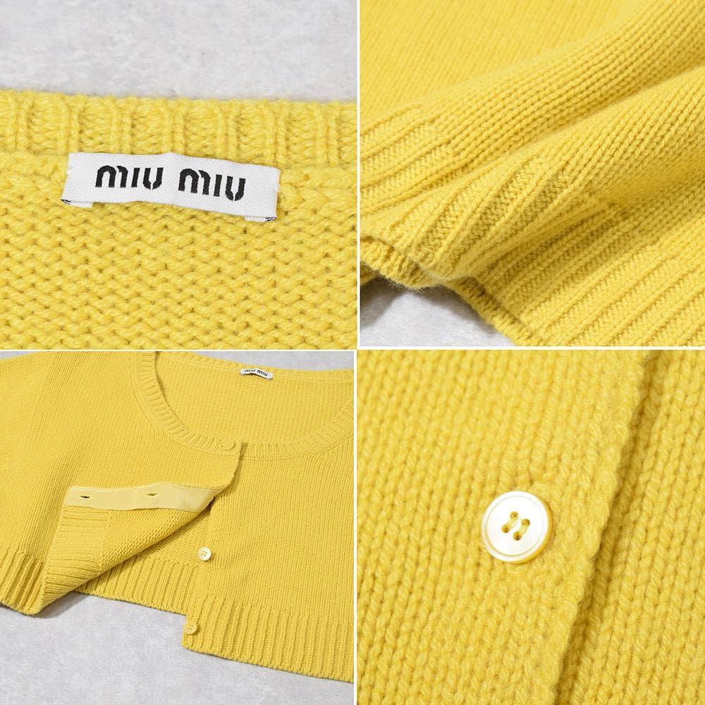 Archive miu miu 超短丈 カシミヤ カーディガン 38 イエロー