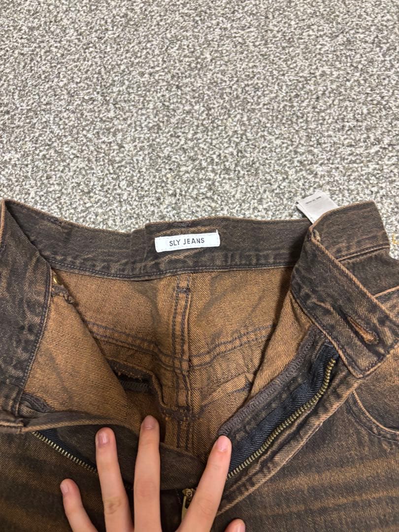 SLY JEANS ダークブラウン ワイドレッグデニム