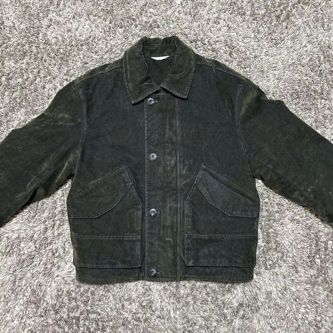 [完売品] ZARA ベロアツイルジャケット ダークグリーン S