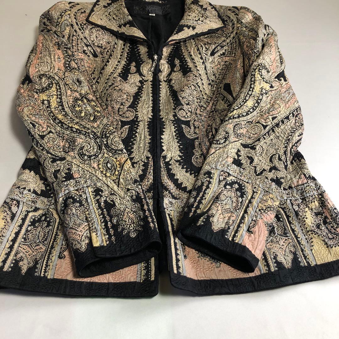 未使用級　銀座マギー　イネス　テーラードジャケット 黒と金の刺繍　シルク　ウール