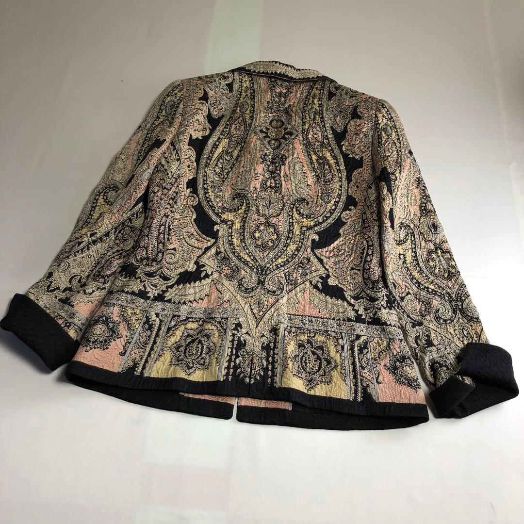 未使用級　銀座マギー　イネス　テーラードジャケット 黒と金の刺繍　シルク　ウール