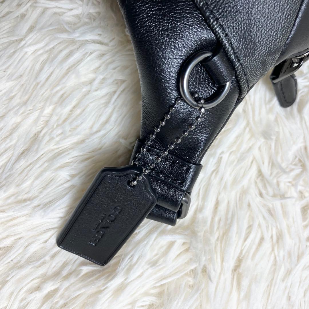 【美品】COACH ボディバッグ シグネチャー チャコール