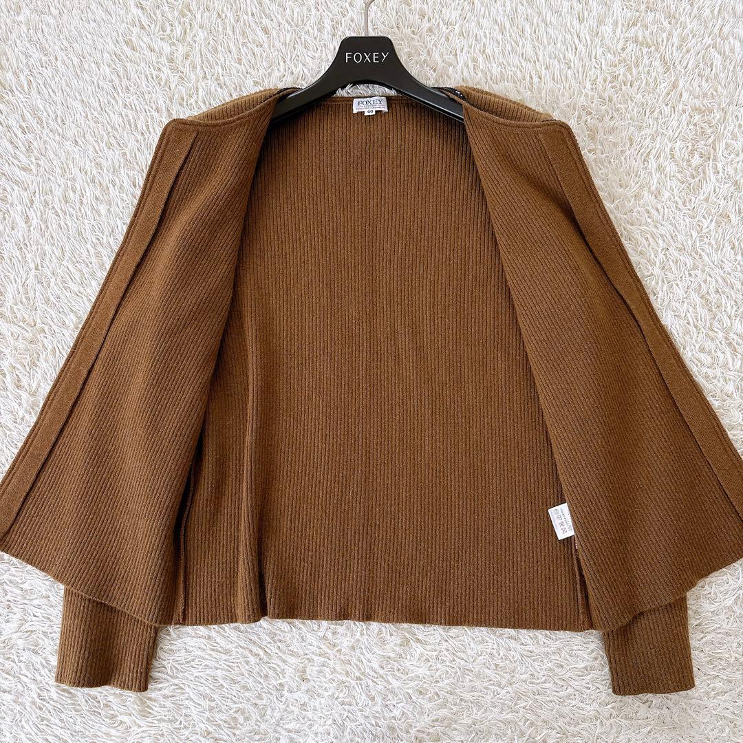 美品✨フォクシー カシミヤ100% アンサンブル スパンコール ブラウン 40