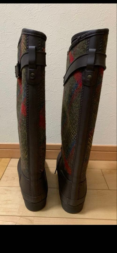 HUNTER ロングブーツ ブラウンチェック　size7：24cm