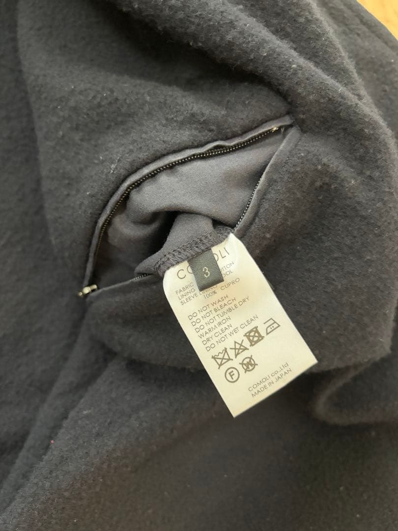 希少　22AW COMOLI コモリ　コットンフーデットコート　ネイビー　3