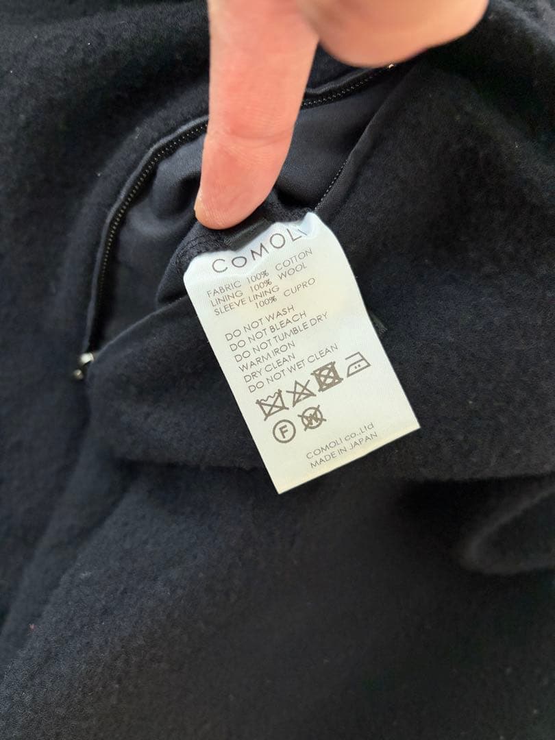 希少　22AW COMOLI コモリ　コットンフーデットコート　ネイビー　3