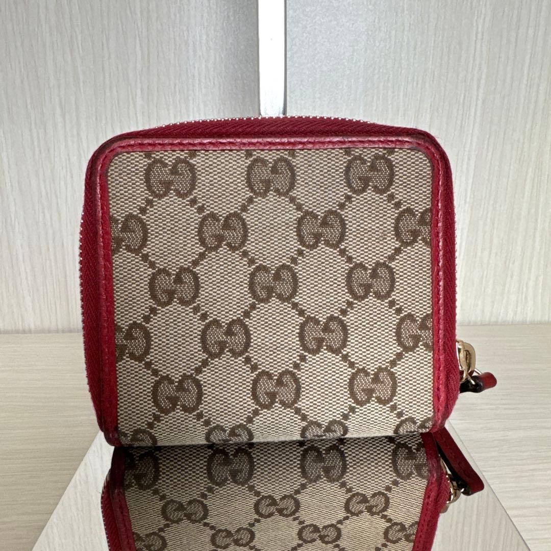 GUCCI GGパターン 二つ折り財布 ベージュ/レッド