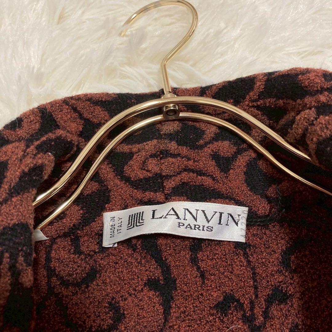 LANVIN タオル生地ジャケット ブラック 42 総柄 高級感 オシャレ