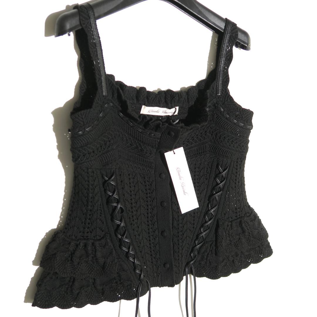 トップス Tanaka Daisuke lace ribbon knit camisole