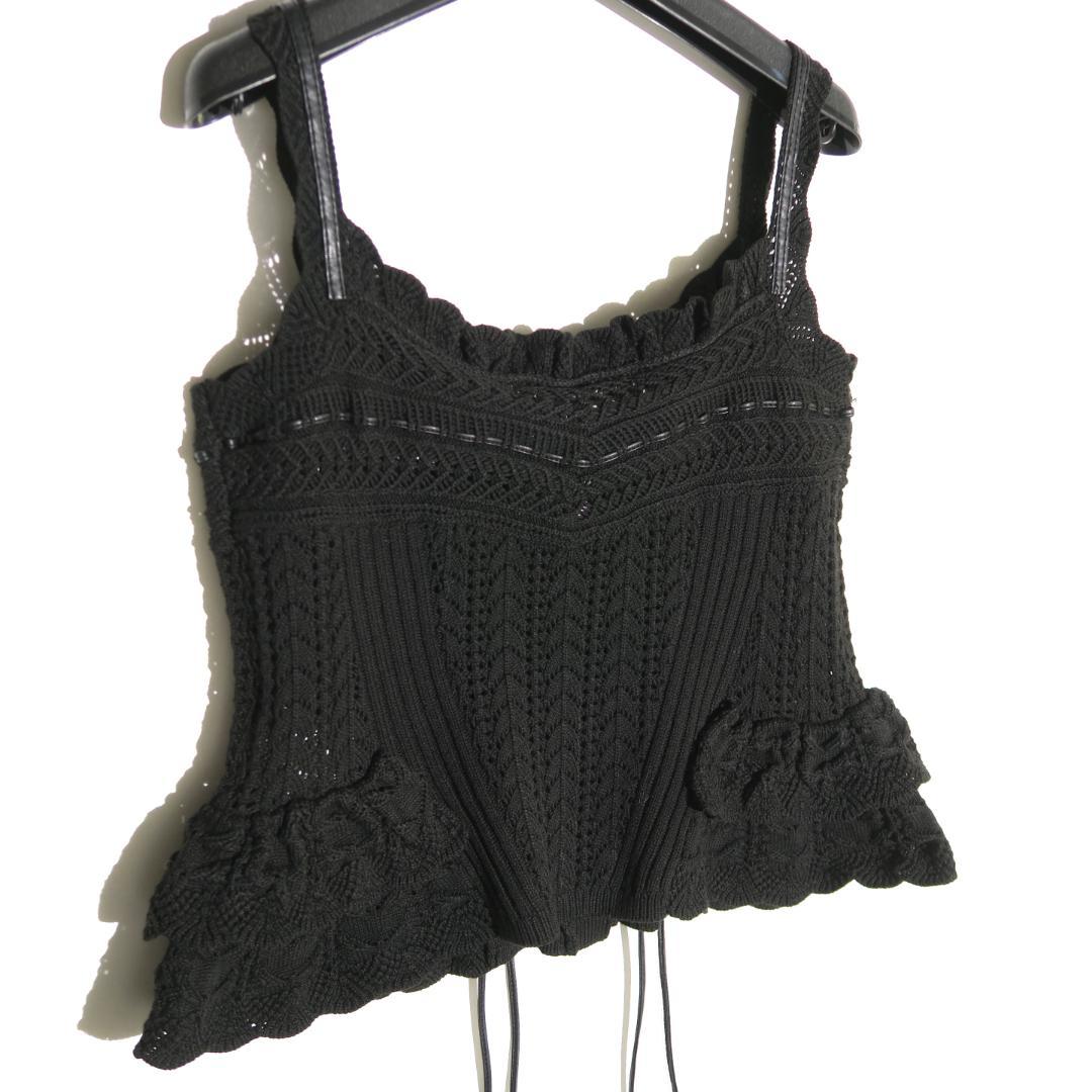 トップス Tanaka Daisuke lace ribbon knit camisole