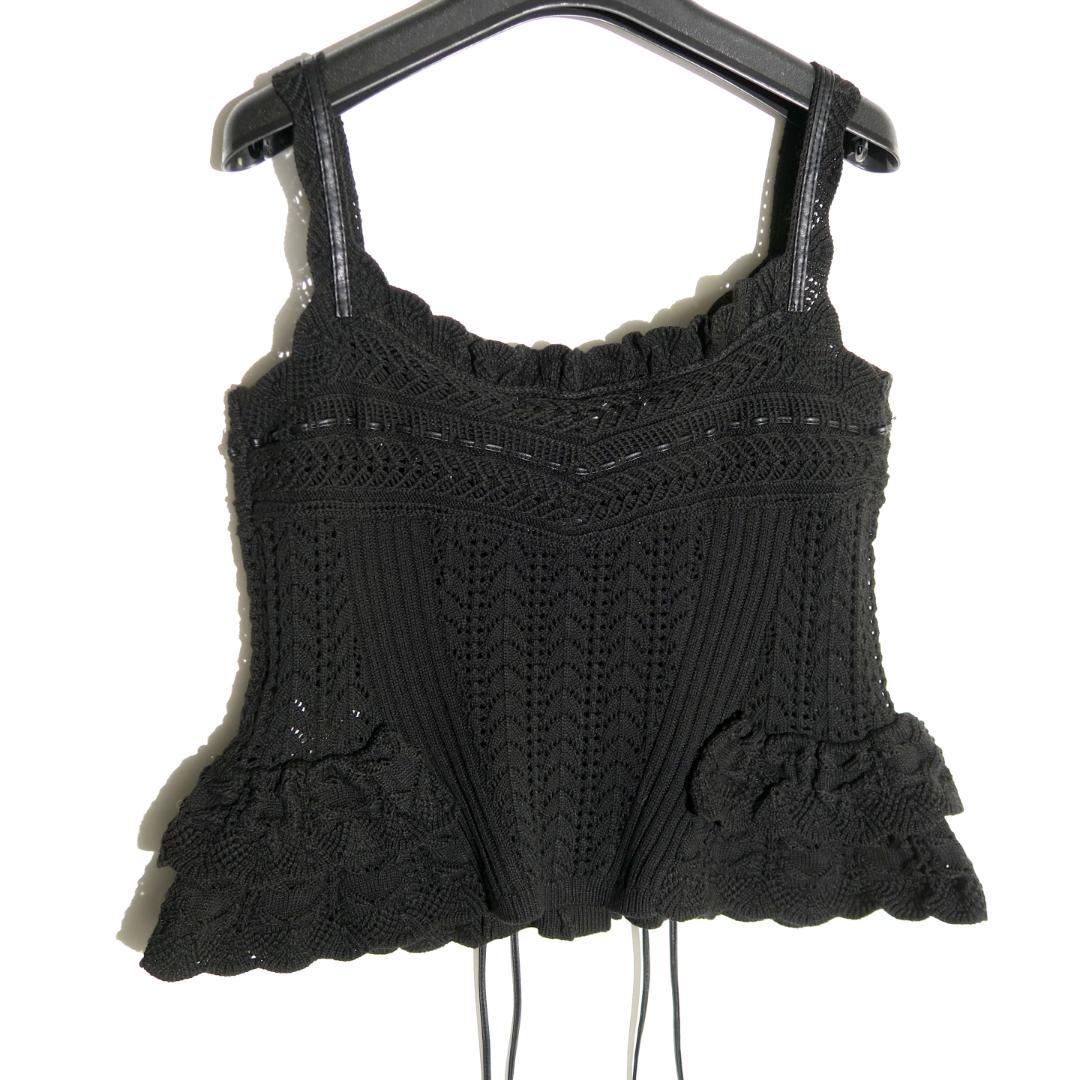 トップス Tanaka Daisuke lace ribbon knit camisole