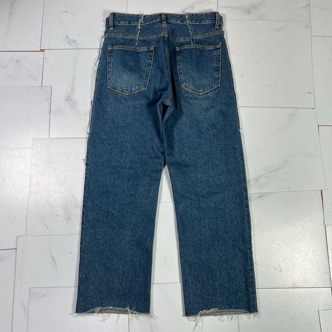 美品 21SS MM6 メゾンマルジェラ クロップドパンツ デニム 切りっぱなし