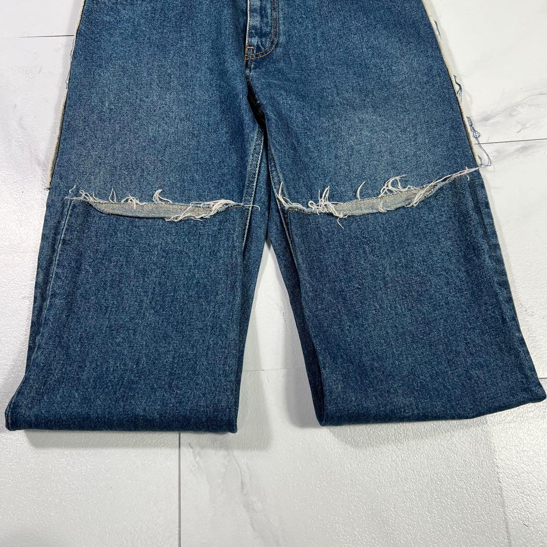 美品 21SS MM6 メゾンマルジェラ クロップドパンツ デニム 切りっぱなし