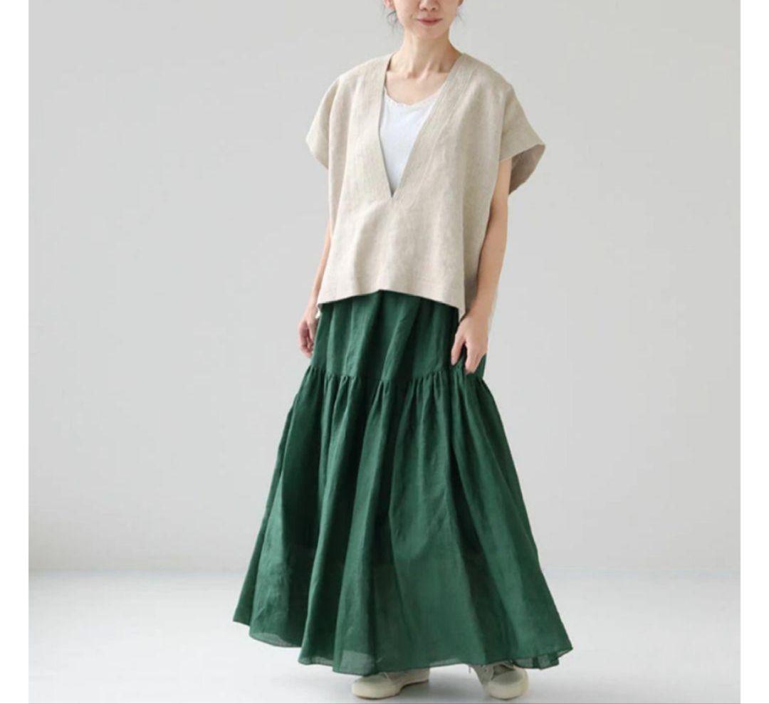 美品✤定価 31900円✤SACRA✤麻100%✤ラミーローンティアードスカート