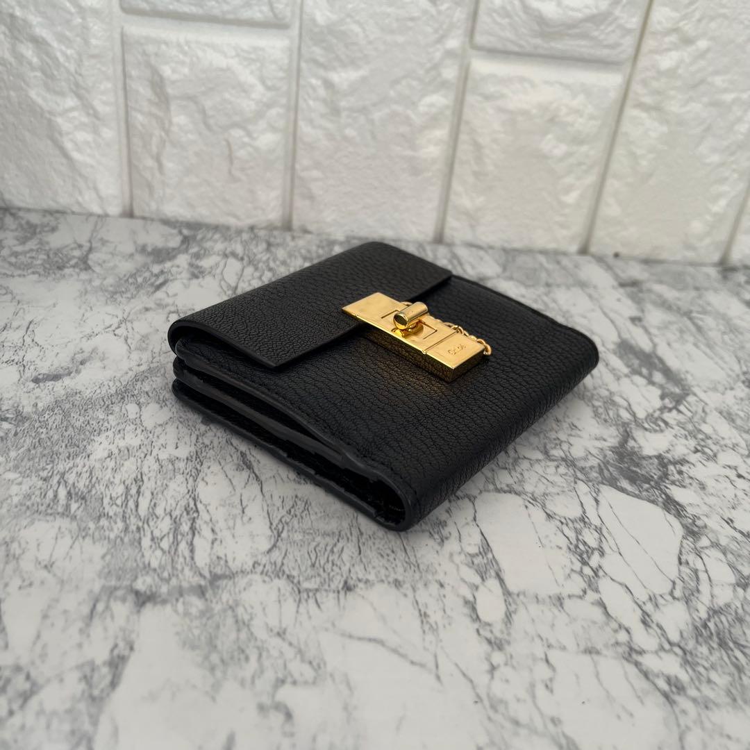 美品 Chloe クロエ ドリュー レザー 二つ折り財布 ミニ財布 ブラック 黒
