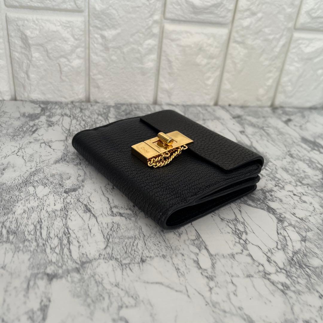 美品 Chloe クロエ ドリュー レザー 二つ折り財布 ミニ財布 ブラック 黒