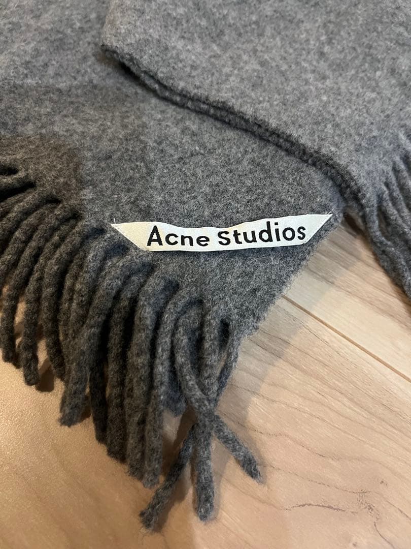 【即購入可・最終値下げ】Acne Studios グレー マフラー フリンジ付き